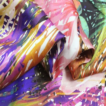 

Silk Fabric Silk Cheongsam Dress Fabric Digital Spray Painting of Heavy Elastic Satin Plant Flower Queen 108 Width