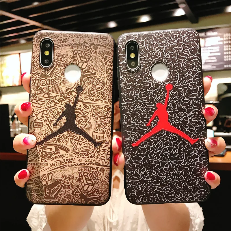 

Cool NBA Jordan Case For Xiaomi Mi 8 6X 5X Mix 2 / For Redmi 4X Note 5 Note 5A Embossed 3D Matte Soft TPU Phone Case