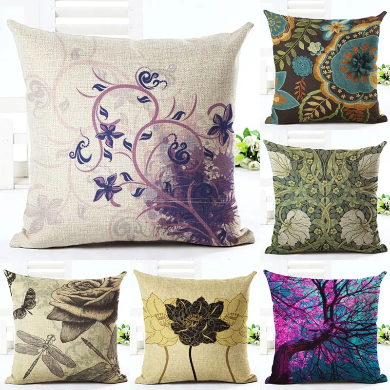

Cushion Cover Vintage Pillow Case Chinese Rose Nordic Cushion Car Covers Rose Classical Flowers Home Decorative Pillow Cover