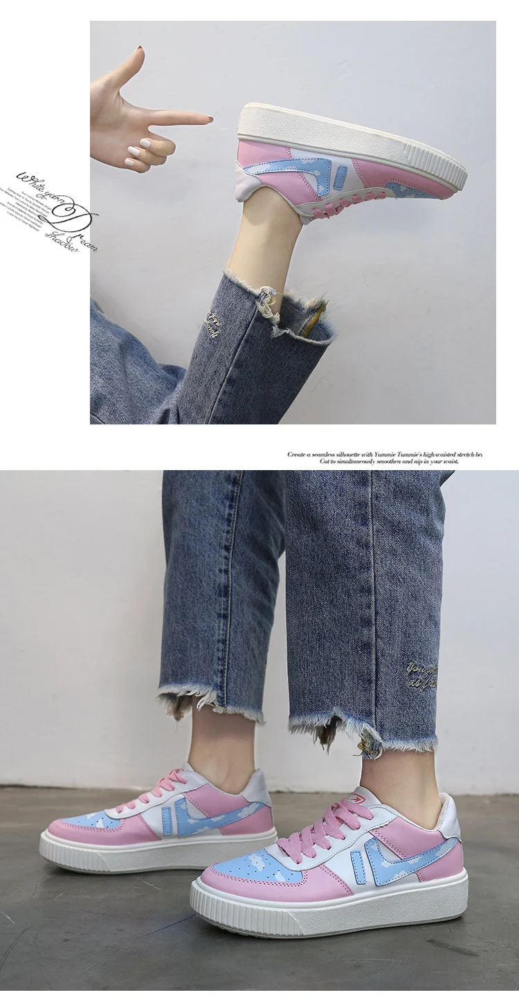 Весенние и осенние Японские Женские тонкие туфли корейская мода милые плоские вулканизированные туфли студенты Харадзюку кроссовки Wild