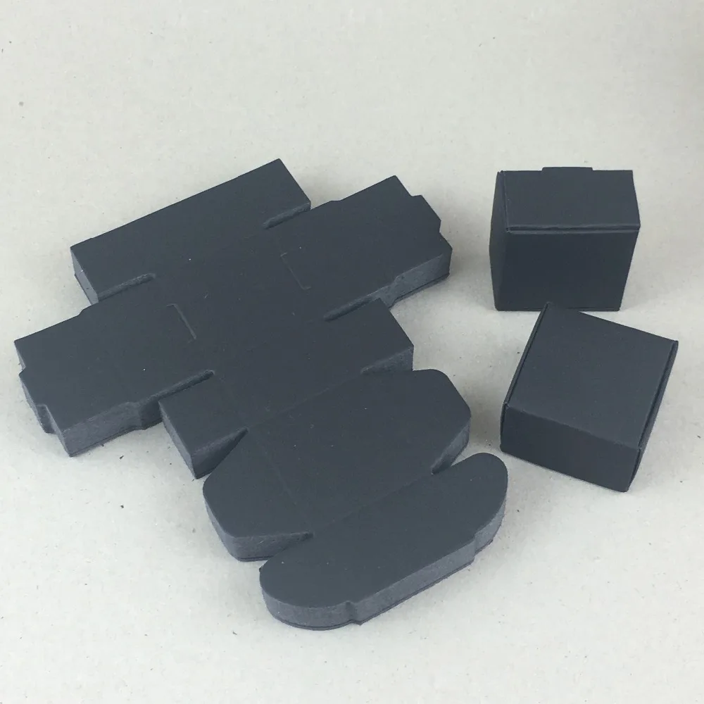 

50pcs/lot 4*4*2.5cm Black Paper Pasty Boxes Storage Trinkets Aircraft box Candy Biscuit Necklace Jewelry Packaging