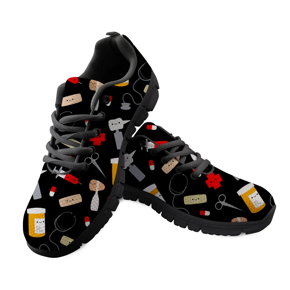 Twoheartsgirl/Модные женские кроссовки; обувь на плоской подошве с милым рисунком медсестры; повседневная женская обувь из сетчатого материала на шнуровке; Zapatos plus - Цвет: Z3682BAQ