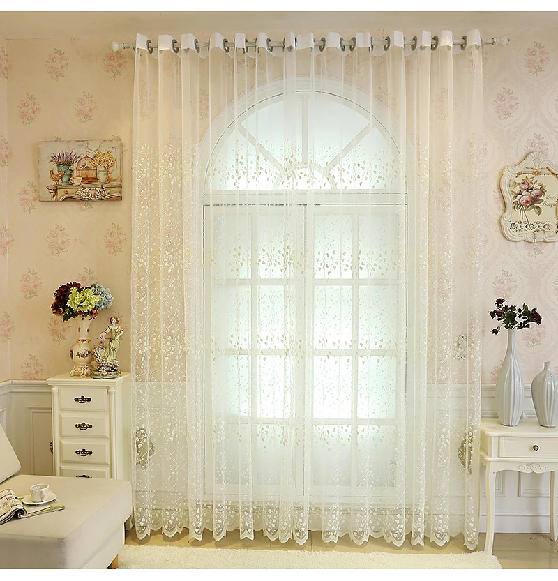 Korean Embroidery Luxury Flowers Lace Bedroom Tulle Drapes Window Treatments Screening Sheer Voile Curtains For Living Room #4