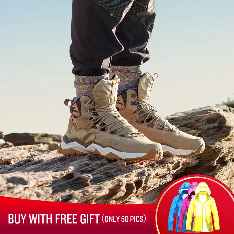 RAX Men Women Mid Top Waterproof Leather Hiking Shoes Outdoor Hiking Boots Trail Walking Camping Climbing