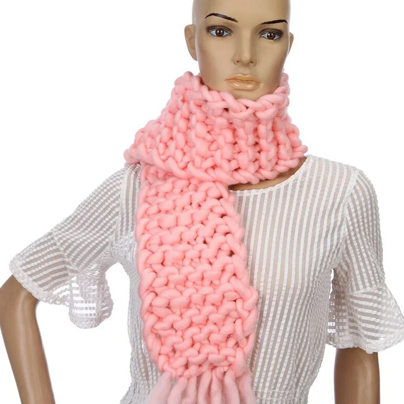

New The Korean Version Fashion Knitting Wool Scarf Woman Shag Line Warm Winter Scarves Hand Knitting Customized 130*15 cm