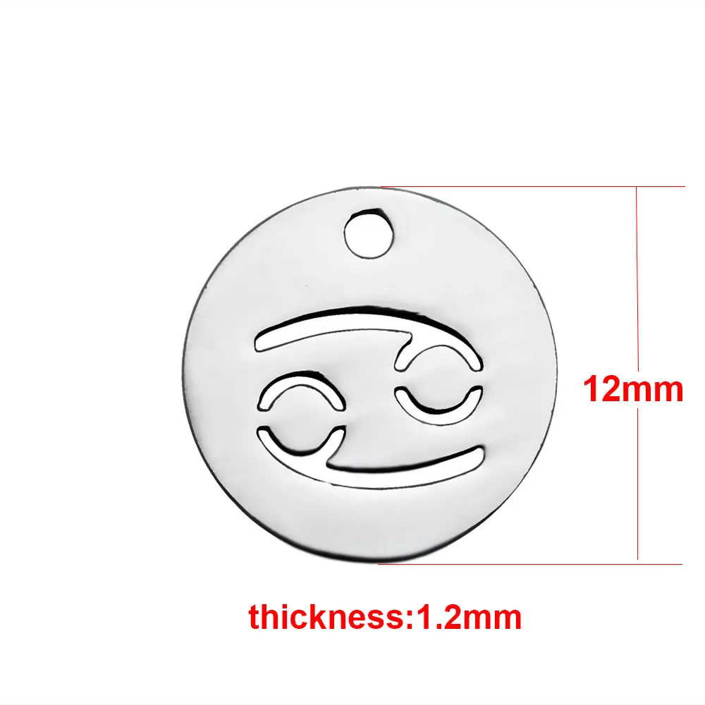 Fnixtar никогда не выцветает 12 мм круглый диск целые 12 кулоны со знаками Зодиака DIY 12 Созвездие Подвески для изготовления ювелирных изделий 12 шт./лот