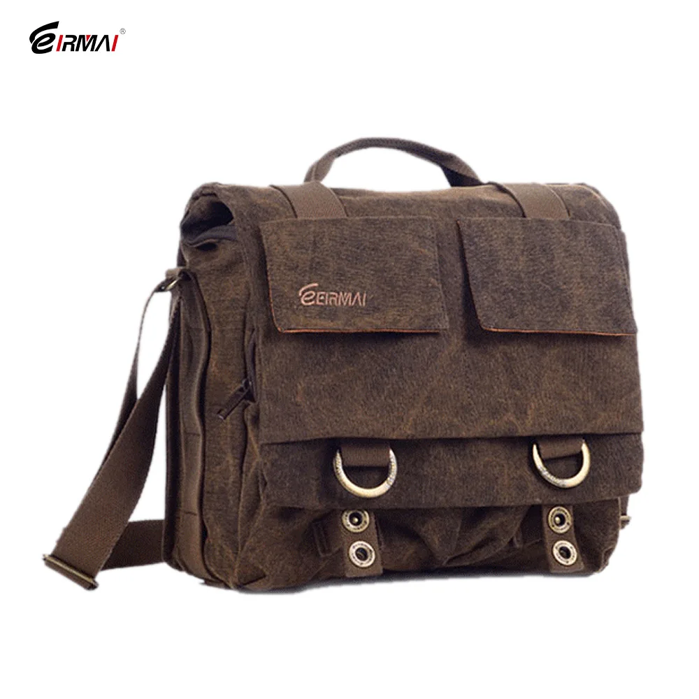 

Eirmai SS05(M) Medium Size Single Shoulder Bag Handbag Leisure Canvas Camera Messenger Bag Coffee Color