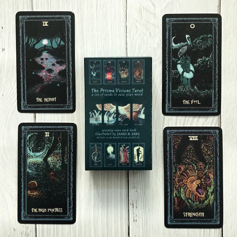 

English Version Silver Edges Foil Prisma Visions Tarot Cards Board Game Tarot Deck Divination God Oracle