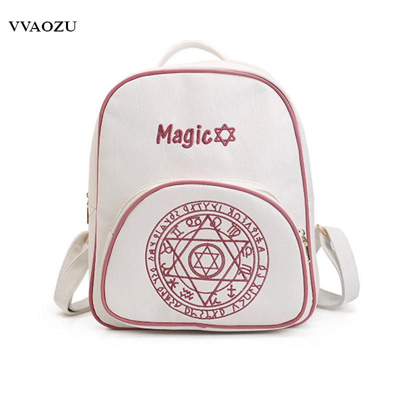 Anime Card Captor Cardcaptor Sakura Kinomoto Star Shoulder Bag PU Magic Backpack Schoolbag Embroidery Cartoon Daypack