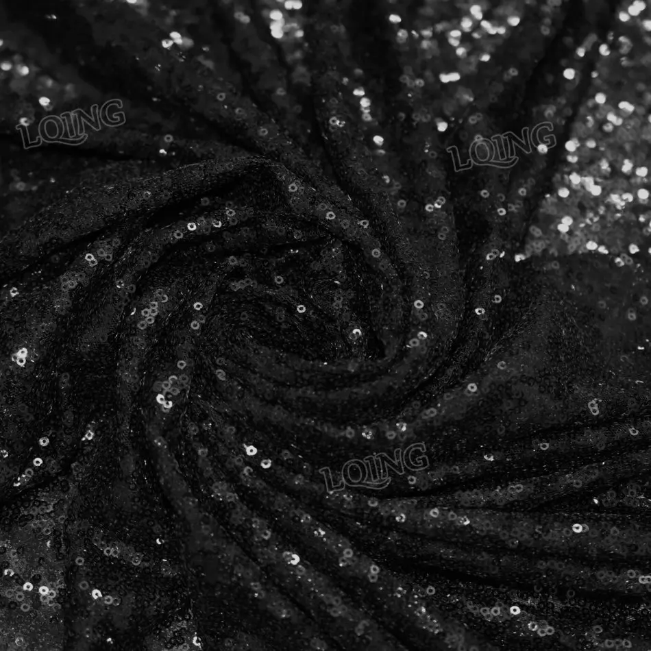 

7 yards 3mm African Sparkly Embroidered Black Sequin Fabric for Wedding/Party/Backdrop/Tablecloth Decortion diy craft sewing
