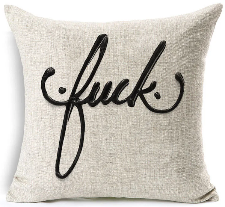 Hyha New Fashion Funny Words Pillowcase Geometric Letter Pillow