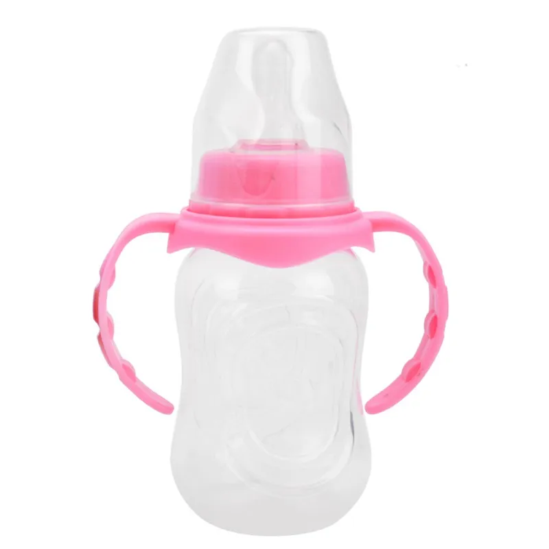 Бутылочка для кормления ребенка розового и синего цвета, стандартный размер воды для кормления ребенка, автоматическая бутылка для защиты от скольжения