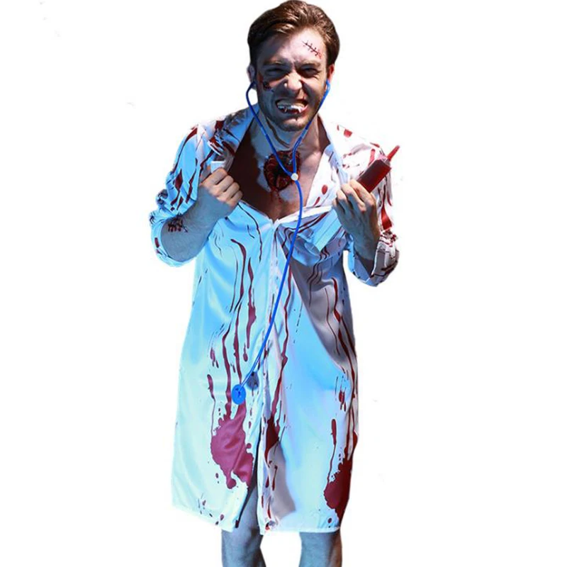 

Adults Men Halloween Bloody Doctor Costumes Cosplay Horror Killer Character For Male Cosplay Performance Blood Cosplay Uniform