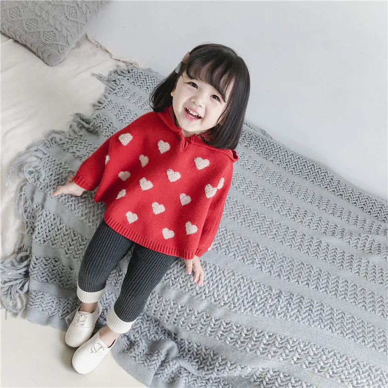 

ACE LOVE Autumn Winter Red Sweater New Fashion Kids Sweater Girls Clothes Infant Sweater Love Pink Outwear For Children