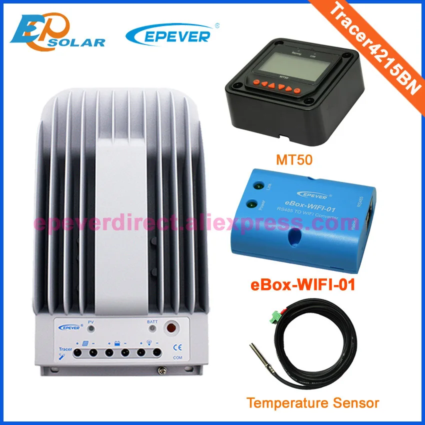 40A 40amp солнечный регулятор заряда аккумулятора Tracer4215BN с подключение к Wi-Fi функции и датчик температуры MT50 12 v 24 v