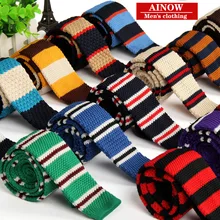Высокого качества новые модные Корейский дизайнер мужской вязаный галстук в полоску Узкий Тонкий 5 см для свадьбы FedEx 120 шт./лот