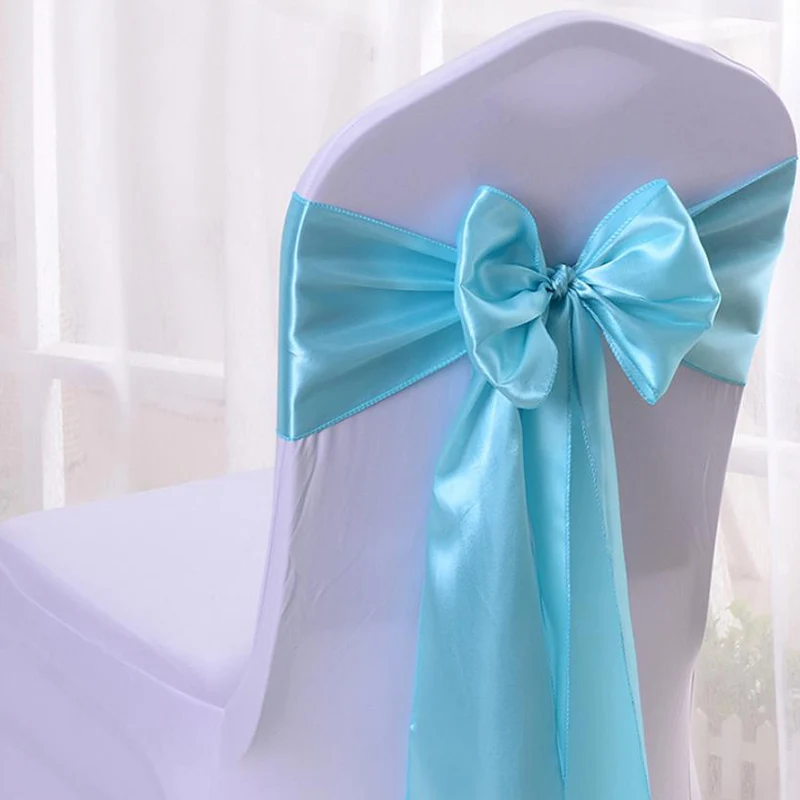 HAZY Wedding Satin Chair Sashes Bow Cover Sashes for Wedding Hotel Banquet Party Decoration Color17x275cm