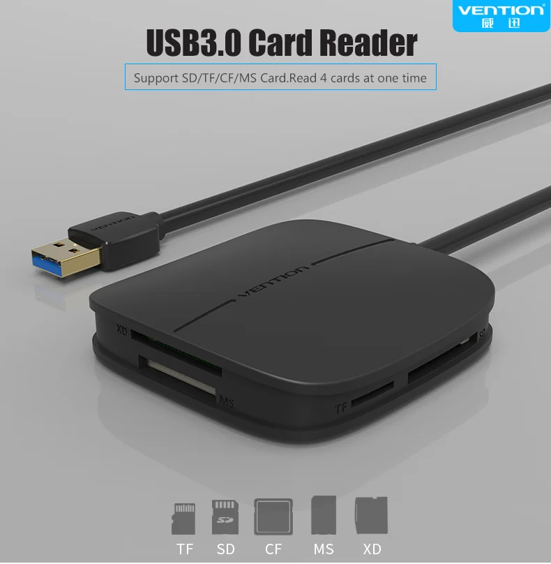 Vention USB 3,0 кард-ридер SD CF MS XD Micro SD TF кард-ридер высокоскоростной мульти внешний смарт-ридер для компьютера