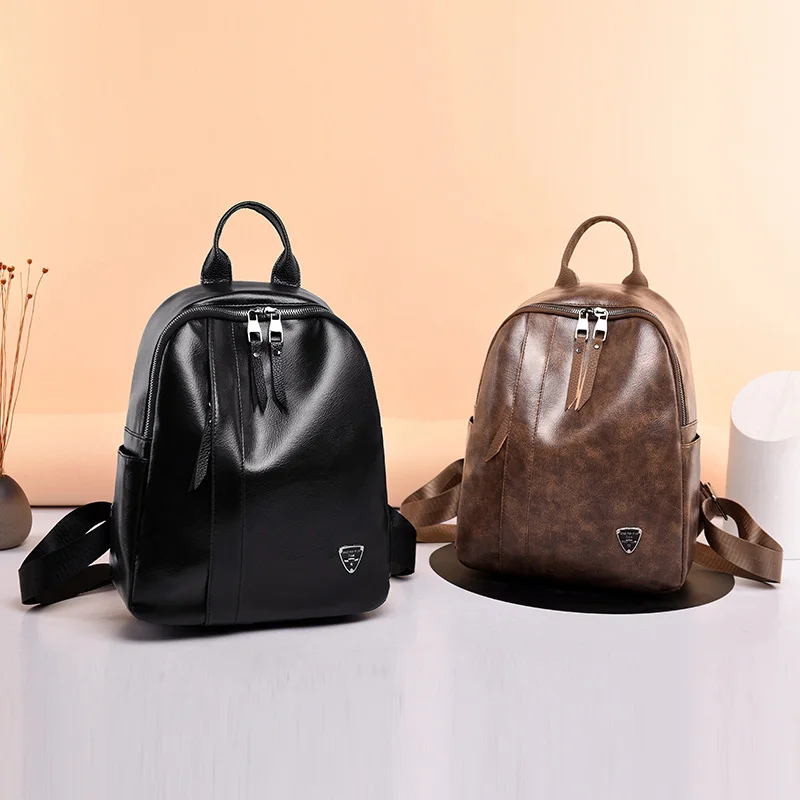 Винтажный трендовый женский рюкзак, высокое качество, масляная кожа, ПУ, рюкзаки для женщин, простая женская школьная сумка на плечо, рюкзак, mochila