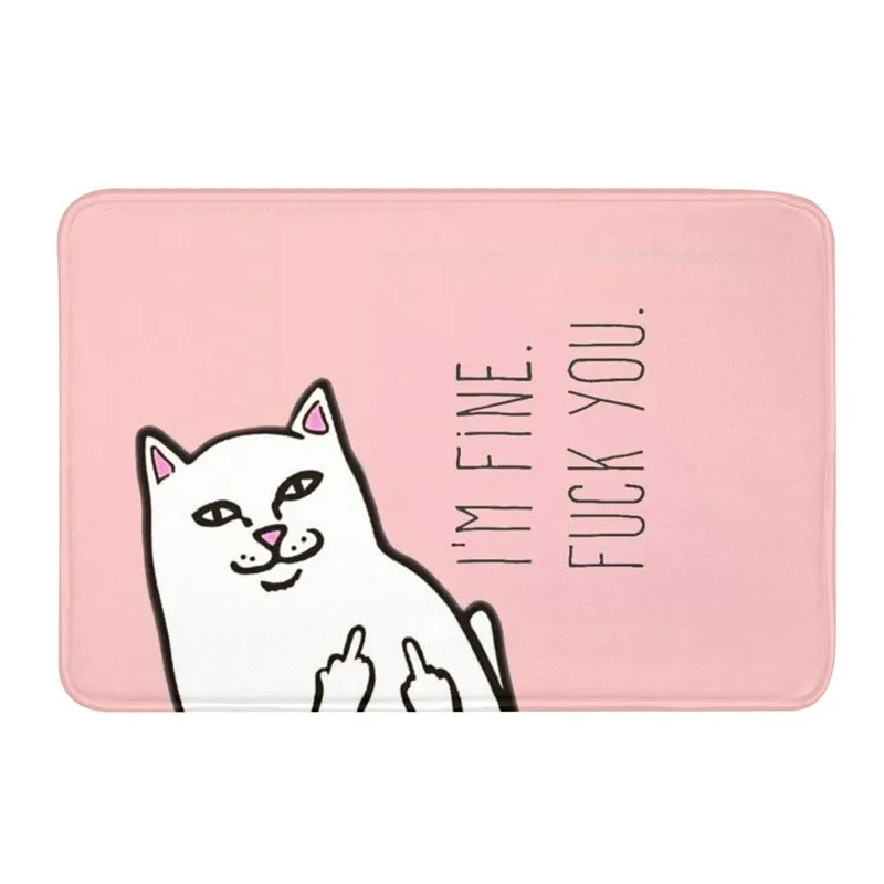 

Bath Mats Funny Middle Finger Cat 3D Printing Rug Anti-Slip Washable Bathroom Floor Entrance Doormat Bath Tub Skin-friendly Mat