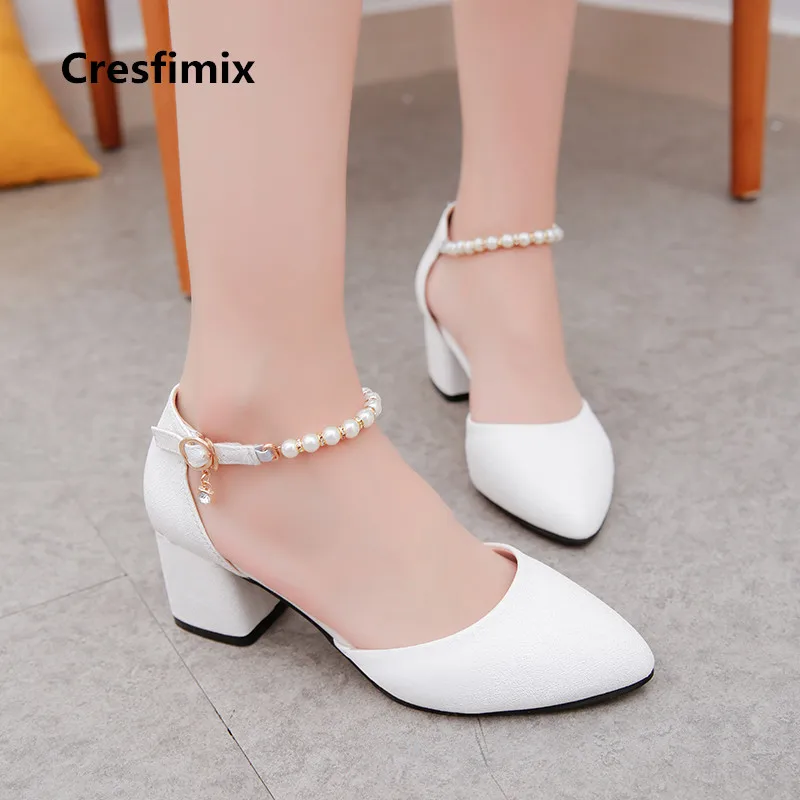 Flash Sale Cresfimix-zapatos de tacón alto de piel sintética para mujer, Calzado cómodo, sexy, color blanco, 5,5 cm, a2082 MR5WBMGg