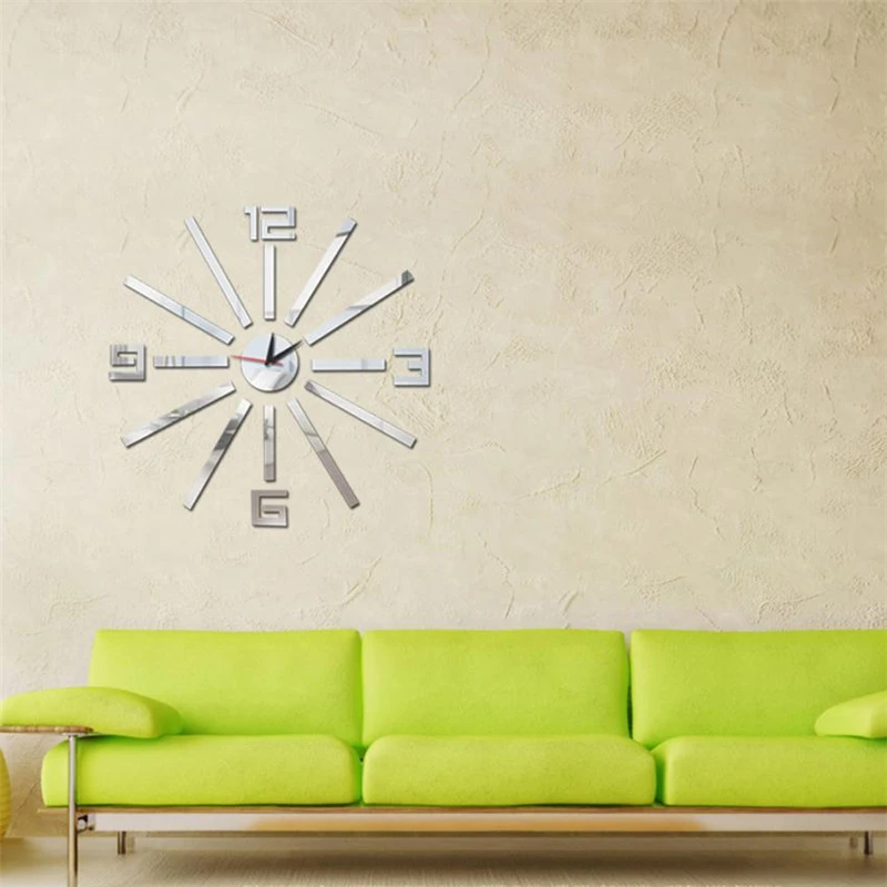  Fashion DIY Large Number Mirror Wall Sticker Big Watch Home Decor Art Clock Removable Waterproof Non-toxic Room Decor C0425#30 01