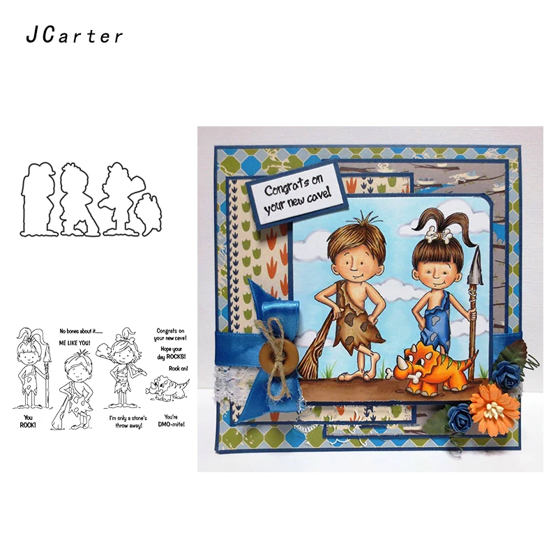 

JC 2019 Boy Girl Hunt Metal Cutting Dies and Clear Stamps for Scrapbooking DIY Embossing Folder Handmade Album Stencil Crafts