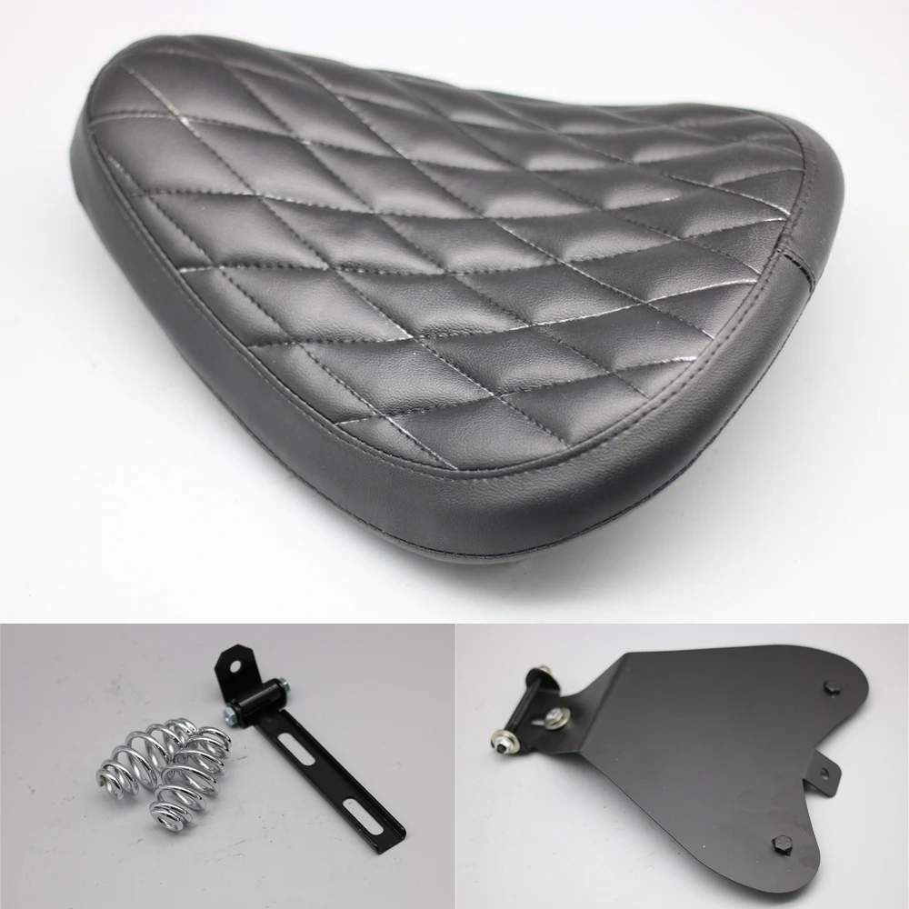 NEW Motorcycle Seat Baseplate Vintage BLACK Spring Bracket Solo Seat