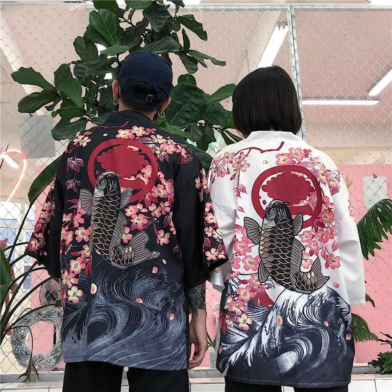 

Cncool Japanese Kimono Harajuku Women Cardigan Digital Printed Casual Shirt Tops Women Man Kimonos Coat Half Sleeve Loose Shirts