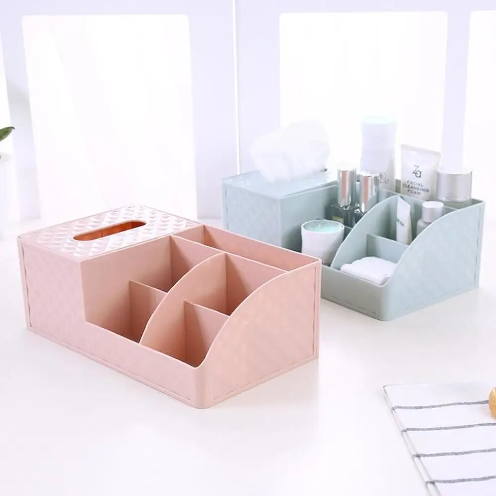 

Plastic Cosmetics Storage Box Desk Storage Rack Tissue Boxs Simple Household Debris Desktop Storage Plastic Box For Home Storage