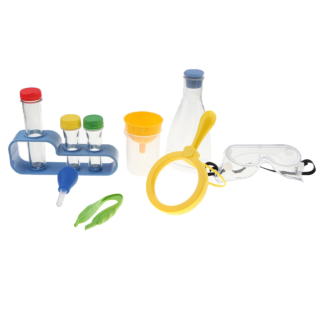 11PCS Chemistry Lab Labware Kits Student Toy - Funnel Beaker Test Tube Dropper Set Scientist Role Play Educational Teaching Aids