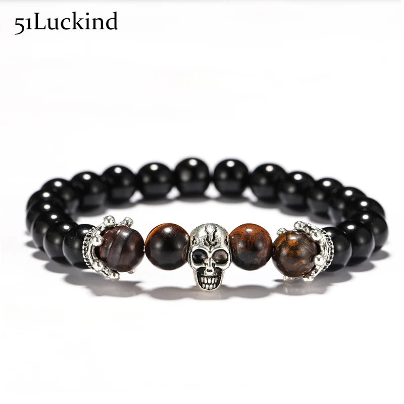 

Fashion Animal Head Design Leopard Bracelet Antique Silver Crown Skull Bracelets Lion Braclet For Men Biker Jewelry Accessories