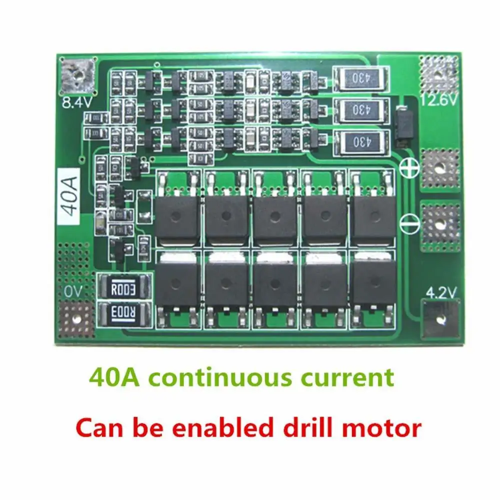 Защитная плата для литиевых батарей Aokin 3S 40A BMS 11,1 V 12,6 V 18650 с улучшенной/сбалансированной версией для сверла 40A ток Diy Kit