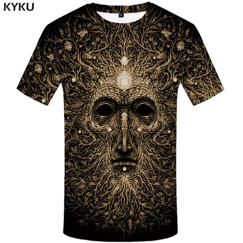 Повседневная мужская футболка KYKU, черная футболка с 3D-принтом черепа и флага Великобритании, в стиле панк-рок, лето - Цвет: 3d t shirt 19
