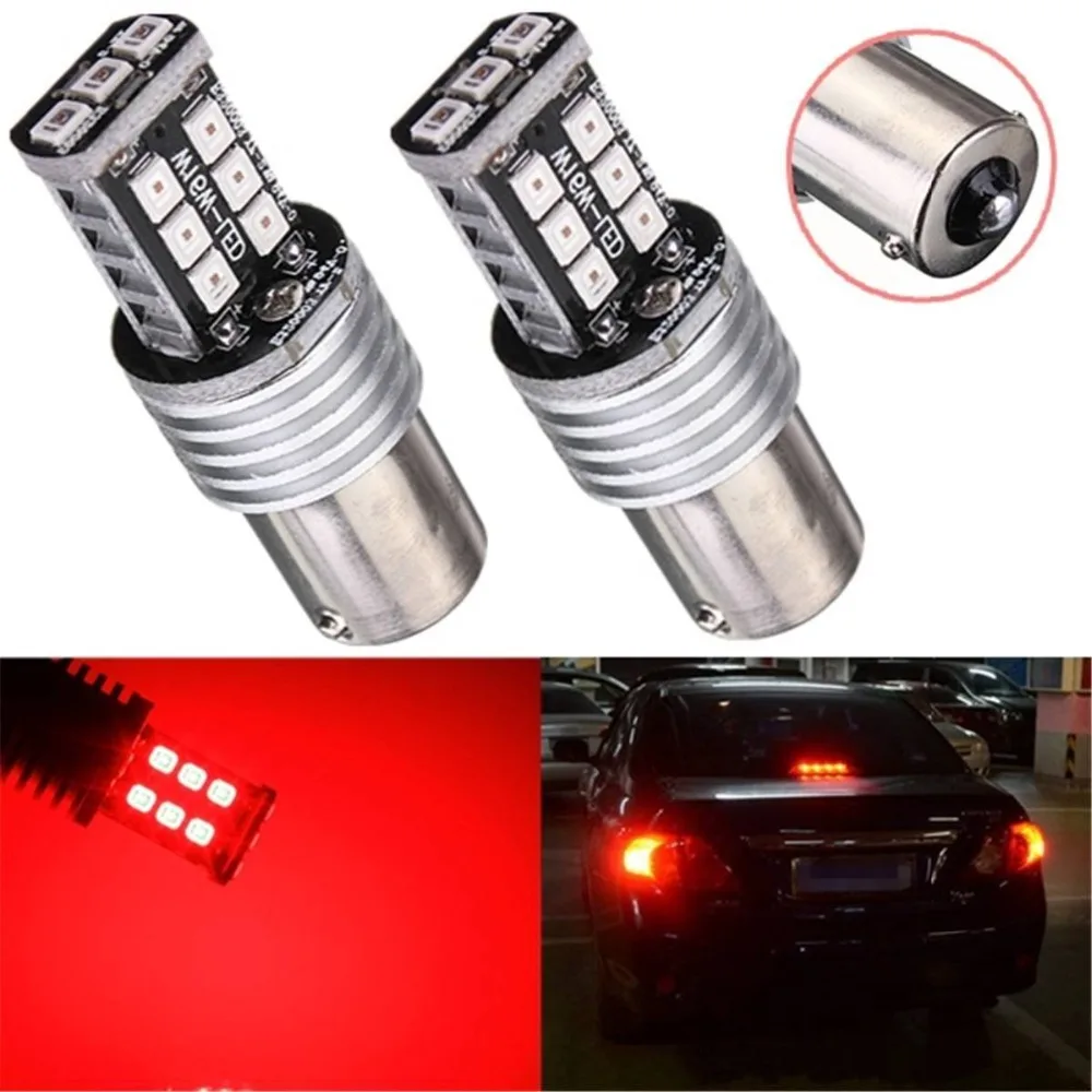 2X1156 T25-BA15S 15 Светодиодный 2835 SMD авто ампулы pour Tableau de Bord/ Recul/Clignotant P21W Voiture Lampe DC 12-30V Rouge