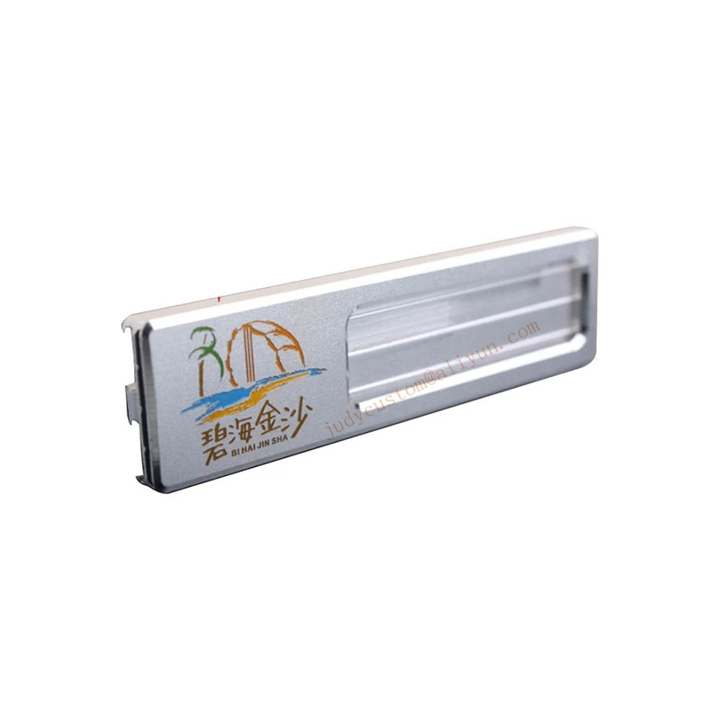 10pcs custom magnet name badge holder ENGRAVED aluminum 6520mmm reusable employee magnetic name tag  (10)