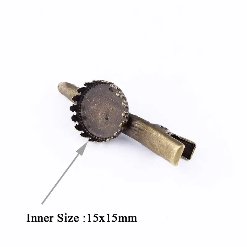 

Fit 15mm Hair Clip Length 44mm Antique Bronze Pendants Setting Cabochon Cameo Base Tray Bezel Blank DIY Jewelry Finding