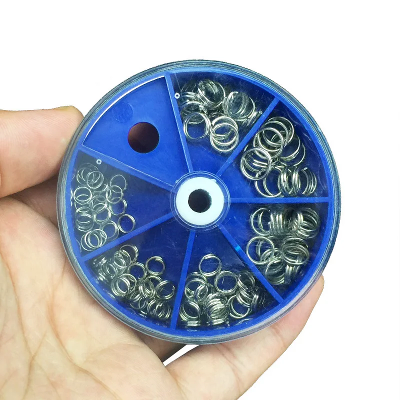 

230Pcs 2Boxs Stainless Steel Split Rings Set Fishing Accessories Fishing Split Ring Connector for Blank Lures Crank Bait