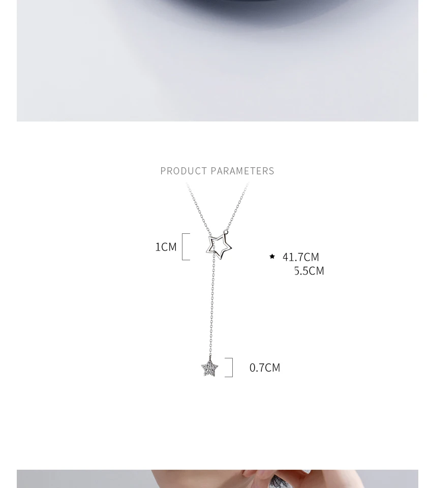 925 Sterling Silver Star Pendant Necklace Cubic Zirconia Micro Paved Fashion Jewely Sex Small Choker Necklaces For Women Girls (2)