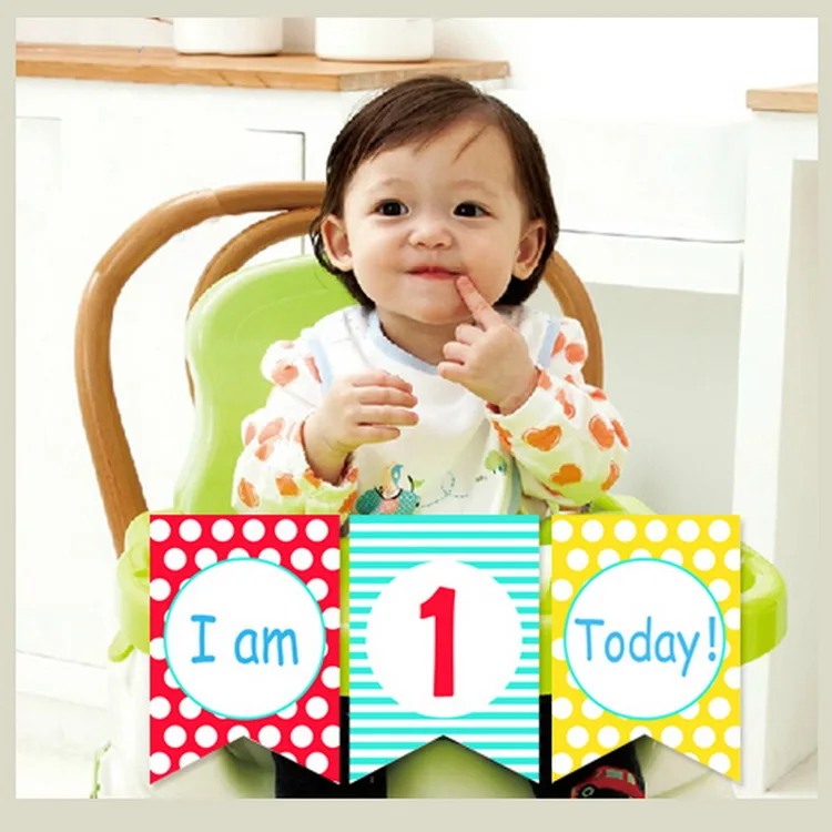 Бумажный баннер «I am 1 Today», 1 год, для маленьких мальчиков и девочек, первый день рождения, гирлянда, висячая гирлянда, декор для детского душа, реквизит для фотосессии - Цвет: Насыщенный сапфировый