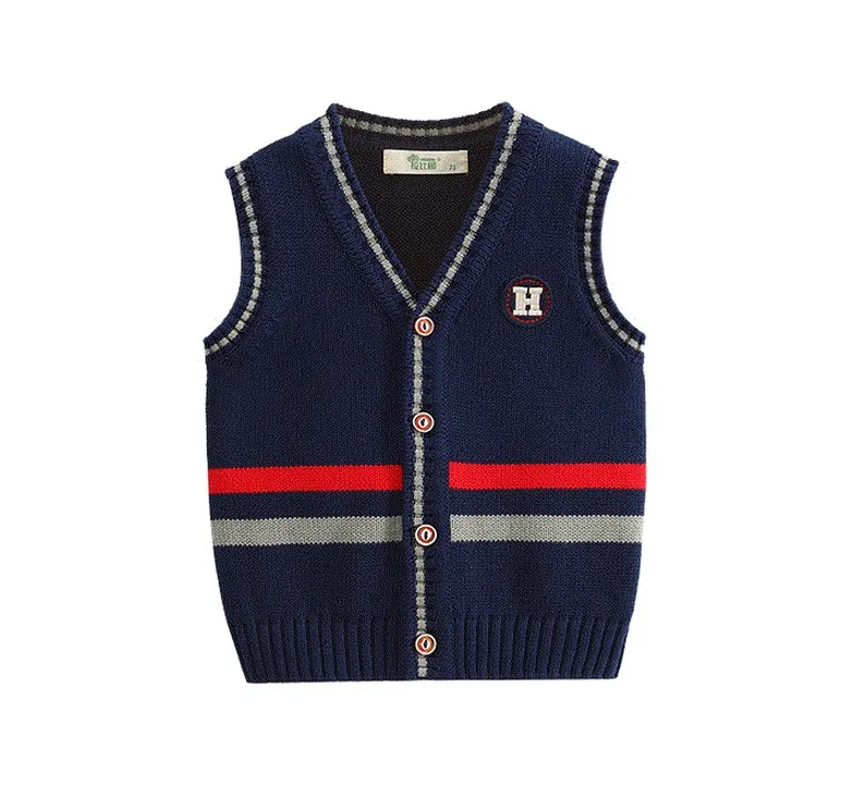 

2018 Fall Little Boys Striped Knitted Sweaters Baby Kids Casual Vest Sweater Children Clothing Knitting Cardigan Knitwear A207