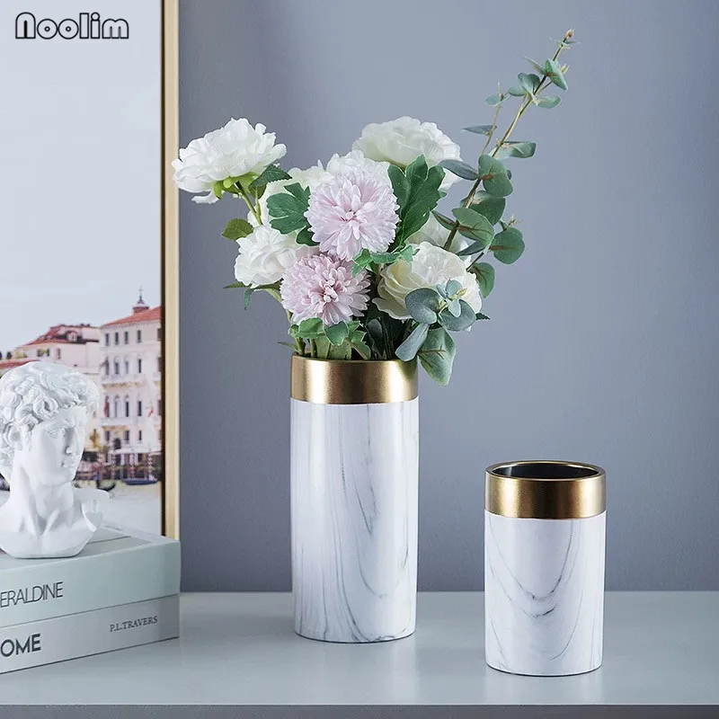 NOOLIM керамическая ваза с мраморным узором в скандинавском стиле, для гостиной, Пномпень, сушеная ваза для цветов, украшение для домашнего стола