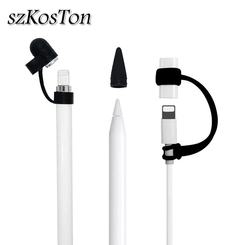 

3 in 1 Cap Holder+Tip Cover+Cable Adapter Tether Kit Accessories For iPad Pro Pencil For Apple Pencil