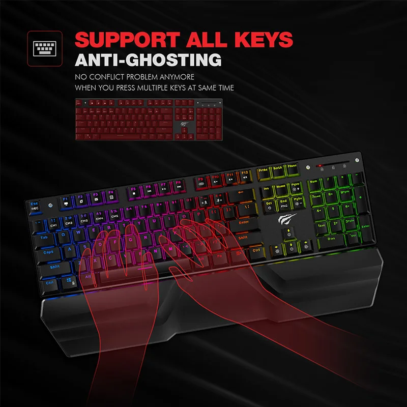  HAVIT Mechanical Keyboard 87/104 keys Blue or Red Switch Gaming Keyboards for Tablet Desktop Russia