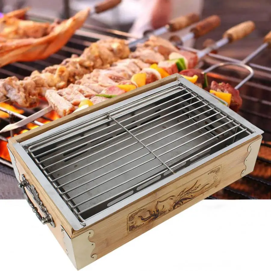 

High Quality Barbecue Set Household Outdoor Barbecue Grill Portable Square Barbecue Cooking Tools for Charcoal Baking Tray BBQ