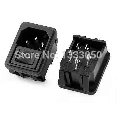 

AC 10A 250V On-Off Rocker Switch IEC320 C14 Male Plug Input Power Socket 2 Pcs