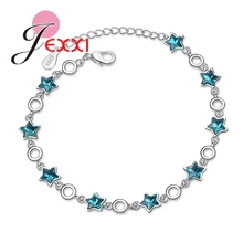 Новое поступление высокое качество 925 пробы серебро Изысканная синяя звезда форма дизайн кубический цирконий браслеты ювелирные изделия для женщин дамы