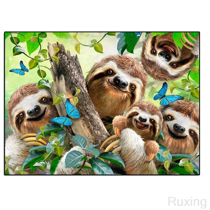 

5D DIY Full Square/round Diamond Painting"Animal sloth family"Embroidery Cross Stitch Rhinestone Mosaic Home Decor