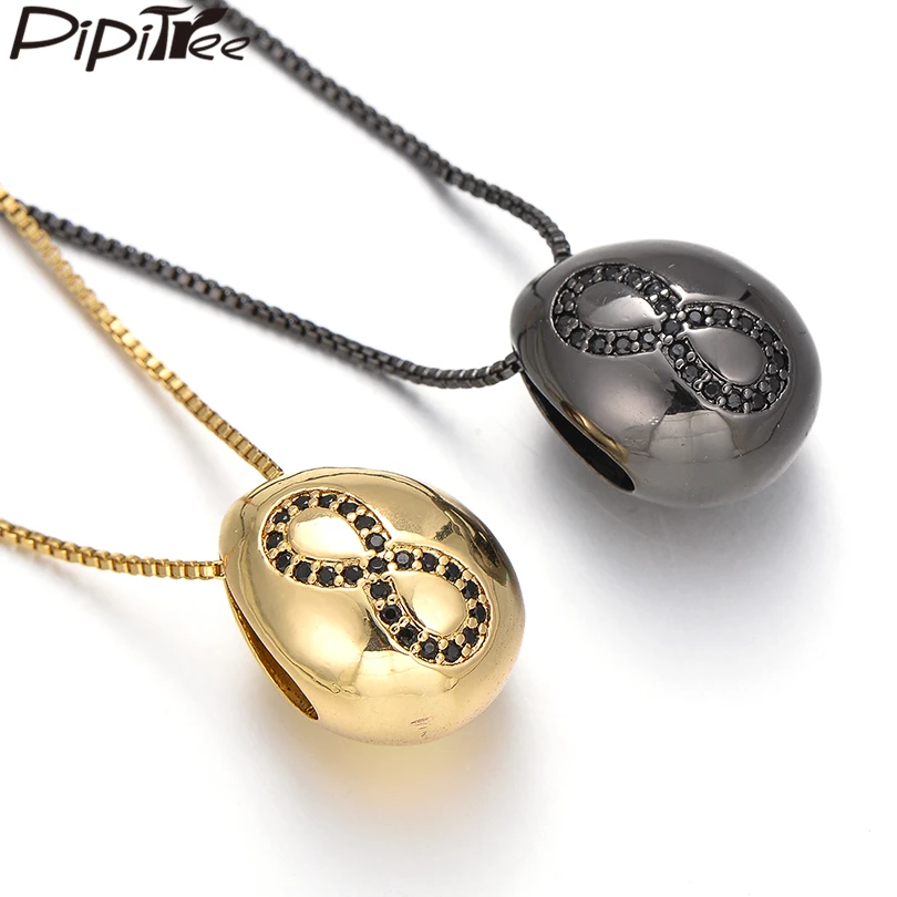 

Pipitree High Polish Egg Waterdrop Shape Pendant Necklace Black & Clear CZ Infinity Necklaces for Women Lovers Wedding Jewelry