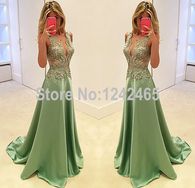 Sexy V Neck Appliqued Lebanon Evening Dreses Floor Length Long Party